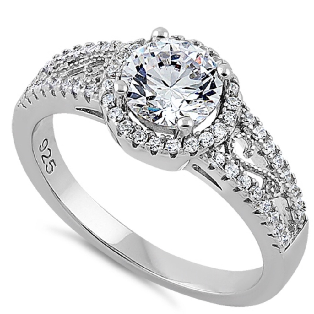 CZ Diamond Ring silver/rhodium Size 4 💍
